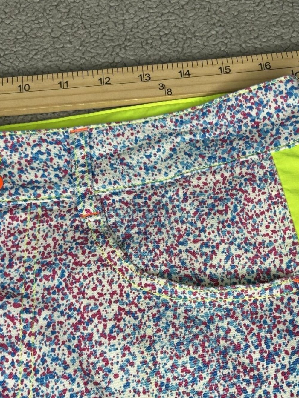 Andrew Christian Shorts Mens 32 Multicolor Neon Splatter Chino Stretch 2" Inseam - Picture 7 of 12